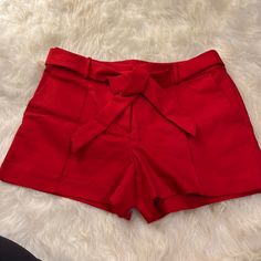 Size 12 Loft Red Dress Shorts With Matching Belt. Inseam 4 In- Length-14 In Size 12 Never Worn But No Tags Red Cotton Shorts For Day Out, Red Shorts For Spring Workwear, Chic Red Shorts For Spring, Chic Red Spring Shorts, Elegant Red Cotton Bottoms, Chic Red Shorts For Day Out, Dress Shorts, Red Dress Short, Pleated Fabric