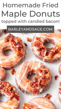 homemade fried maple donuts topped with candied bacon