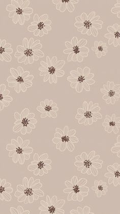 an abstract floral pattern with brown and white flowers on a light gray wallpaper background