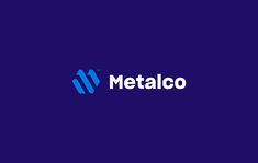 the metalco logo on a purple background with blue and white letters that read,