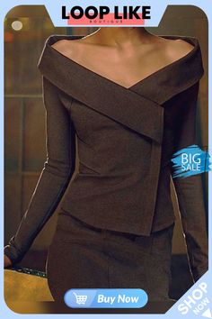 Sheath Plain Off Shoulder Long Sleeve Top Fashion Business, Fashion Mode, Donna Karan, Mode Inspiration, A Dress, Look Fashion, Classy Outfits, Beautiful Outfits, Dress To Impress