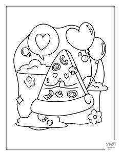 Kawaii pizza with heart eyes. Pizza Chef