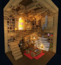 Minecraft Library Interior, Minecraft Library, Library Interior Design, Minecraft House Interior, Interior Minecraft, Case Minecraft, Minecraft Decoration, Rumah Minecraft Sederhana, Library Interior