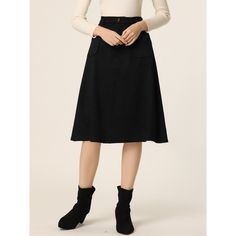 This beautifully a-line belted skirt brings a classic fall vibe to smart casual ensembles. Updating your wardrobe with this faux suede pocket skirt with an A-line silhouette for a universal body shape. Merging feminine and modern styles, this skirt is made of stretchy faux suede, which is comfortable and chic for the fall/winter season. Matching timeless knitwear, a blouse, retro leather boots, or high heels for a smart feminine impression. Midi Length Bottoms For Office In Fall, Fall Workwear Midi Bottoms, Midi Length Bottoms For Workwear In Fall, Fall Office Wear Flared Skirt, Flared Skirt For Office In Fall, Fall Office Flared Skirt Bottoms, Solid Color Casual Skirt For Business Casual, Fall Pleated Skirt For Workwear, A-line Bottoms For Workwear In Fall