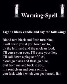 Warning Spell, Witchy Ideas, Karma Spell, Curse Spells, Witchcraft Spells For Beginners, Revenge Spells, Witch Board, Witchcraft Spells