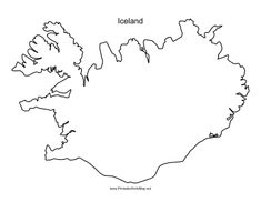 an outline map of iceland with the names