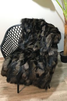 a chair that has some fur on it