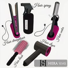 the hairdryer is labeled with different types of hair brushes and blow dryers