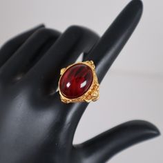 The Ring Is In Great Condition As Pictured, With Some Light Signs Of Wear. Please Feel Free To Message Me With Any Additional Questions, Thank You! Luxury Red Cabochon Ruby Ring, Formal Cabochon Ruby Ring, Elegant Red Cabochon Jewelry, Elegant Red Cabochon Ruby Ring, Elegant Red Jewelry With Cabochon, Red Heirloom Jewelry, Red Cabochon Ring Jewelry, Formal Ruby Jewelry With Oval Cabochon, Oval Cabochon Ruby Jewelry For Formal Occasions