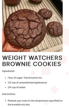 the recipe for chocolate brownie cookies is shown in this advertizer's description