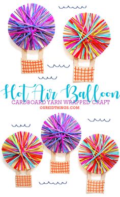 Yarn Wrapped Hot Air Balloon Craft Yarn Crafts For Preschoolers, Air Crafts For Kids, Dr Seuss Hot Air Balloon Craft, Easy Yarn Crafts For Kids, Preschool Hot Air Balloon Craft, Hot Air Balloon Activities For Kids, Hot Air Balloon Craft Preschool, Hot Air Ballon Craft Diy