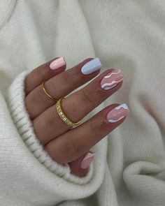 Unghie Sfumate, Hubba Bubba, Spring Acrylic Nails, Short Square Nails, Cute Acrylic Nail Designs, Short Square Acrylic Nails