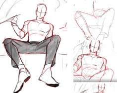 some sketches of a man sitting on a bench