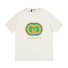 Gucci "Good Game" Cream Shirt - GENUINE AUTHENTIC BRAND LLC Classic Gucci Cotton Shirt, Gucci Classic Short Sleeve Top, Classic Gucci Short Sleeve Top, Gucci White Crew Neck Top, White Gucci Crew Neck Top, Designer Beige Short Sleeve Tops, Gucci White Graphic T-shirt, Gucci White Graphic Print T-shirt, Gucci Casual White Top