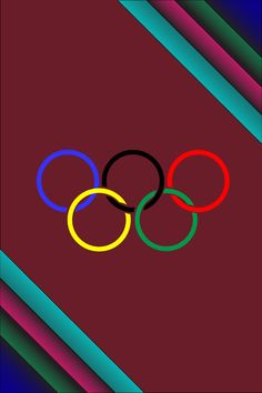 the olympic rings are shown against a red background