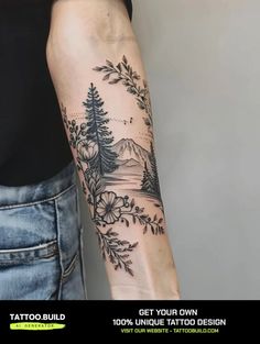 Stylish Womens Half Sleeve Inspiration Classy Tattoo Ideas Light Half Sleeve Tattoos For Women, Tattoo Sleeve Nature Women, Landscape Sleeve Tattoos For Women, Simple Nature Sleeve Tattoo, Woman’s Upper Half Sleeve, Outdoor Half Sleeve Tattoo, Garden Half Sleeve Tattoo, Sticker Half Sleeve Tattoo, Feminine Mountain Sleeve Tattoo