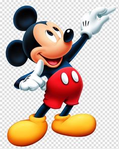 a cartoon mickey mouse waving at someone with his arms in the air and one hand out