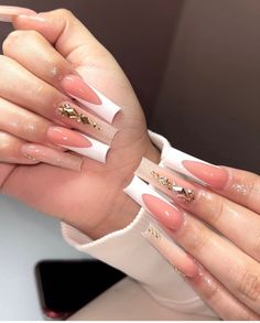 Trendy Acrylic Nails, Event Nails, Acrylic Nails Nude, Gold Acrylic Nails, Tapered Square Nails, Liner Brush, Gel Nails Diy, Acrylic Nails Coffin Pink