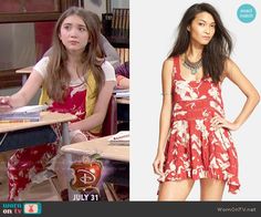 Riley’s red and white floral dress on Girl Meets World.  Outfit Details: http://wornontv.net/50535/ #GirlMeetsWorld Lindsey Lohan Confessions Of A Teenage Drama Queen Outfits, Free People Trapeze Slip Outfit, Urban Outfitters Red Sleeveless Mini Dress, Spring V-neck Sundress From Urban Outfitters, Disney Costumes Diy, Urban Outfitters Sleeveless Floral Print Mini Dress, Costumes Diy