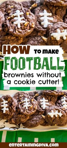 Easy Football Brownies (Without A Cookie Cutter) | Party Desserts Cookie Calories, Brownie Mix