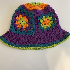 *New* Handmade By Me 100% Cotton Purple Sun Hat With Curved Brim For Spring, Purple Wide Brim Hat For Summer, Casual One-size Purple Crochet Hat, Handmade Casual Purple Crochet Hat, Casual Purple Crochet Hat, Handmade Purple Hat One Size, Purple Sun Hat With Short Brim For Vacation, Purple Short Brim Sun Hat For Vacation, Purple Sun Hat For Spring Vacation