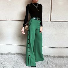 Button Zipper High Waist Wide Leg H-Line Pants Product DescriptionMaterial : 80%Cotton,Polyester,Style : H-line,Wide Leg,Feature : Solid Color,Occasion : Urban,Stylish Selection,Seasons : Spring,Summer,Autumn,Winter,Type : Pants,Color : GREEN,Size : S,M,L,XL,Size Chart:Please Consult The Size Chart We Provide For This Item's Measurements To Help You Decide Which Size To Buy.Please Note: There May Be 1-3cm Differ Due to Manual Measurement.INCH Waist             Hips               Length Skirt Outfit Casual, Color Pants, Solid Color Pants, Estilo Chic, Casual Stylish, Trouser Style, Green Pants, Pants Casual, Work Attire