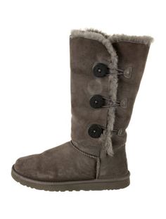 UGG Suede Mid-Calf BootsGreyRubber & Shearling TrimRound-Toes with Fur TrimButton Closure at SidesIncludes BoxDesigner Fit: This designer typically runs true to size. Designer Gifts, Bag Handle, Louboutin Shoes, Fur Trim, Christian Louboutin Shoes, Winter Christmas, Sweater Accessories, Gifts For Teens, Boot Shoes Women