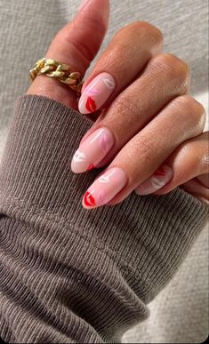 Printed Nails, Italy Nails, Winter Nail Art Designs, Coquette Nails, Vday Nails, Kiss Nails, Basic Nails, Soft Nails, Her Nails