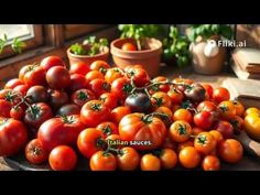 there are many different types of tomatoes on the table