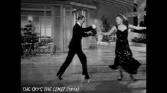 a man and woman dancing on the dance floor in an old fashion dress with text that reads, the sky's the limit 1953