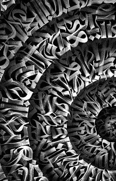 an abstract black and white photograph of letters