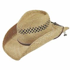 The Stetson Bridger Straw Cowboy Hat is a unisex cowboy hat made from raffia straw. The vented crown and 3 1/2" brim is ideal for those summer country music festivals where style and comfort are a must. This hat comes complete with a scure chin strap and is part of Stetson's "Rodeo Drive Collection"Brim: 3.5" Mens Summer Hats, Promotion Party, Leather Jackets Online, Summer Country, Outback Hat, Plain Canvas, Country Music Festival, Straw Cowboy Hat, Stetson Hat