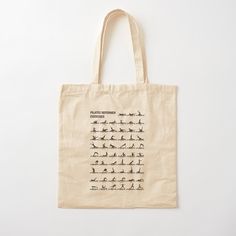 a tote bag with an illustrated diagram of the different exercises on it's front