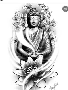 a buddha statue sitting on top of a flower