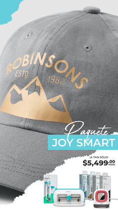 a gray hat with gold foil on it and the words robinson's is $ 5 99