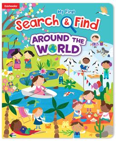 the book cover for search and find around the world, with children playing in the water