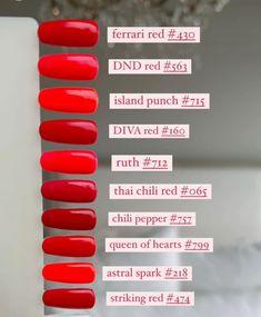 Dnd Red Gel Polish Colors, Dnd Red, Dnd Gel Nail Polish, Dnd Nail Polish, Indian Nails, Red Gel Nails, Bright Red Nails, Red Ferrari, Color For Nails