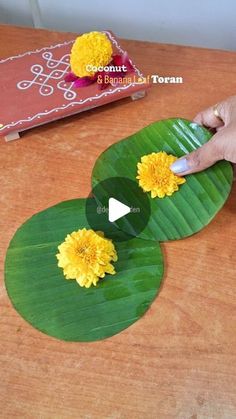 the person is making flowers out of leaves