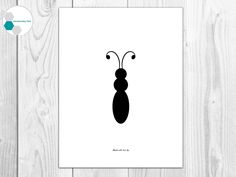 a black and white poster with an insect on it