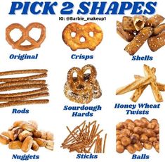 pick 2 shapes for pretzels, crackers, nuts, and other snacks