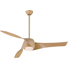 a wooden ceiling fan with a light on it