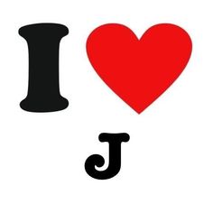 i love j with the letter j in black and red