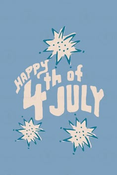 happy fourth of july with stars on blue background