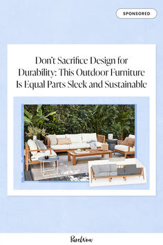 the front cover of an outdoor furniture catalog, featuring couches and chairs with text that reads don't - space design for duality this outdoor furniture is equal