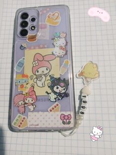 an iphone case with some stickers on it