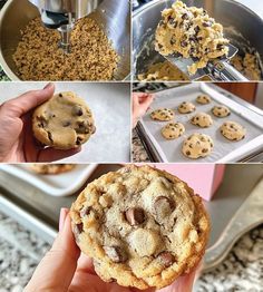 there are pictures of cookies being made in the kitchen and then put into the cookie tin