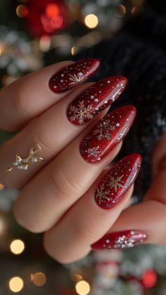 Festive Fall Nails, Gingerbread Nails, Christmas Nails Red, Xmas Nail, Nails Unique, Red Nail Designs