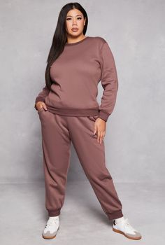 Long Sleeves, Crew Neck, Sweatshirt, Solid, Fleece, Item Number 3927062700098 Puma Outfit, Plus Size Joggers, Weatherproof Boots, Romper And Jacket, Drawstring Jogger, Pants And Leggings, Girls Pajamas, Girls Jacket, Item Number