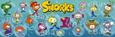 an image of cartoon characters with the word smurks in it's center