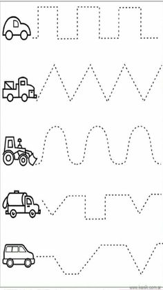 the printable worksheet for preschool to learn how to draw cars and trucks